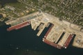 Aerial view of shipyard