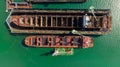 aerial view shipyard dry dock maintenance and repair container ship transport and oil ships in sea Royalty Free Stock Photo