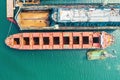 Aerial view of a shipyard repairing a large ship in Thailand Royalty Free Stock Photo