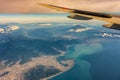 Aerial view of Shizuoka and Suruga Bay, with Mount Fuji in the distance, Japan Royalty Free Stock Photo