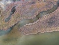 Aerial view of the shore of wetlands in Skala Kalloni, Lesvos, Greece Royalty Free Stock Photo