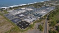 Aerial view, shrimp ponds adjacent to the south coast of Yogyakarta. To become the largest shrimp supplier center