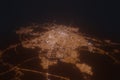 Aerial view on Shymkent (Kazakhstan) from north. Satellite view on modern city at night