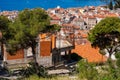 Aerial view of the Sibenik, Croatia. Beautiful old city of Sibenik, town center and adriatic sea Royalty Free Stock Photo