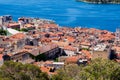 Aerial view of the Sibenik, Croatia. Beautiful old city of Sibenik, town center and adriatic sea Royalty Free Stock Photo