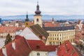 Aerial view of Sibiu and the town hall