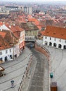 Aerial view of Sibiu and the bridge of lies