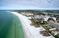 Fly over beach in Siesta Key, Florida. Royalty Free Stock Photo