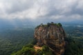 Aerial view of Sigiriya mountain among the dense forest on the island of Sri Lanka