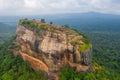 Aerial view of Sigiriya mountain among the dense forest on the island of Sri Lanka