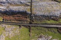 Aerial view on sign Ireland in Irish language 48 EIRE made out of rocks in Burren area. West of Ireland. Popular travel region on