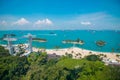 Aerial view of Siloso beach in Sentosa island, Singapore