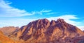 Aerial view of Sinai mountains in Egypt from Mount Moses Royalty Free Stock Photo