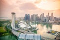 Aerial View on Singapore Cityscape with Skyscrapers from Singapore Flyer Royalty Free Stock Photo