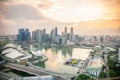 Aerial View on Singapore Cityscape with Skyscrapers from Singapore Flyer Royalty Free Stock Photo