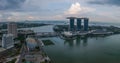 Aerial view of Singapore during cloudy day