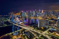 Aerial view of the Singapore landmark financial business district at sunset scene with skyscraper and beautiful sky. Singapore Royalty Free Stock Photo