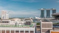 Aerial view of Singapore Marina Bay area timelapse with its financial and tourism district Royalty Free Stock Photo