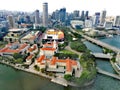 Aerial view of Singapore River in downtown area Royalty Free Stock Photo