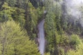 Aerial view on single country forest route