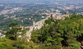 Aerial view of Sintra in Portugal with Castle of the Moors ( Castelo dos Mouros ) in foreground Royalty Free Stock Photo