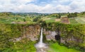 Aerial view Sipiso-piso waterfall in Sumatra, travel destination in Berastagi and Lake Toba, Indonesia Royalty Free Stock Photo