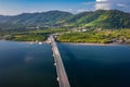 Aerial view of the Siri Lanta Bridge in koh Lanta, Krabi, Thailand