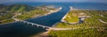 Aerial view of the Siri Lanta Bridge in koh Lanta, Krabi, Thailand