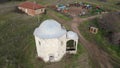 Aerial view of Sixteenth century Ottoman tomb of Hazar Baba Hazar Baba Tyurbe in village of Bogomil, Bulgaria