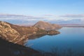 Aerial view of Skadar Lake National park panoramic landscape, Montenegro, Skadarsko jezero, also called Shkodra or Scutari, with