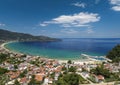 Aerial view skala potamias thassos, greece