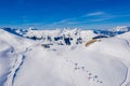 Aerial view of the ski resort Chamonix Mont Blanc in the Alps Royalty Free Stock Photo