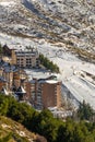 aerial view of ski resort hotels and slopes with skiers, sierra nevada,granada,spain Royalty Free Stock Photo