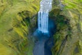 Aerial view of Skogafoss waterfall, Iceland by drone Royalty Free Stock Photo