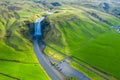 Aerial view of Skogafoss waterfall, Iceland by drone Royalty Free Stock Photo