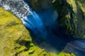 Aerial view of Skogafoss waterfall, Iceland by drone Royalty Free Stock Photo