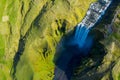 Aerial view of Skogafoss waterfall, Iceland by drone Royalty Free Stock Photo