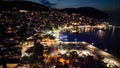 Aerial view of Skopelos Town at night, Greece Royalty Free Stock Photo