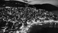 Aerial view of Skopelos Town at night, Greece Royalty Free Stock Photo