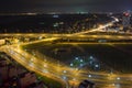 Aerial view of skyline city at twilight. Hanoi cityscape at Nhat Tan bridge Royalty Free Stock Photo