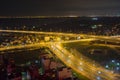 Aerial view of skyline city at twilight. Hanoi cityscape at Nhat Tan bridge Royalty Free Stock Photo