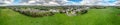Aerial view of the Skyline of the historic town of Raphoe and the castle remains in County Donegal - Ireland - All