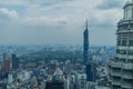 Aerial view of the skyline of Kuala Lumpur on a moody day seen from Petronas Towers, Malaysia