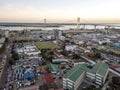 Aerial view of skyline of Maputo with Golden Gate Bridge on the horizon, Mozambique