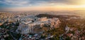 Aerial view of the skyline and Parthenon Temple at the Acropolis of Athens Royalty Free Stock Photo