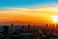 Aerial view of the skyline at sunset with Mount Fuji in Tokyo, Japan Royalty Free Stock Photo