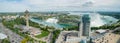 Aerial view of the Skylon Tower and the beautiful Niagara Falls