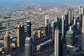 Aerial view of skyscrapers of Dubai World Trade center Royalty Free Stock Photo