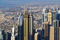 Aerial view of skyscrapers of Dubai World Trade center Royalty Free Stock Photo