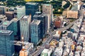 Aerial view of skyscrapers and expressways in Tokyo Japan